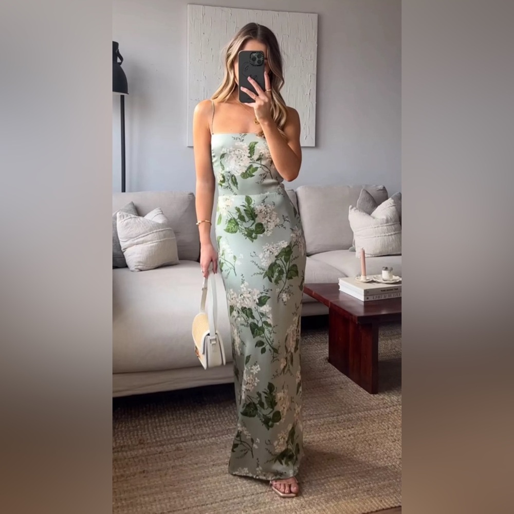 Reformation Frankie Floral-Print Silk-Charmeuse Maxi Dress